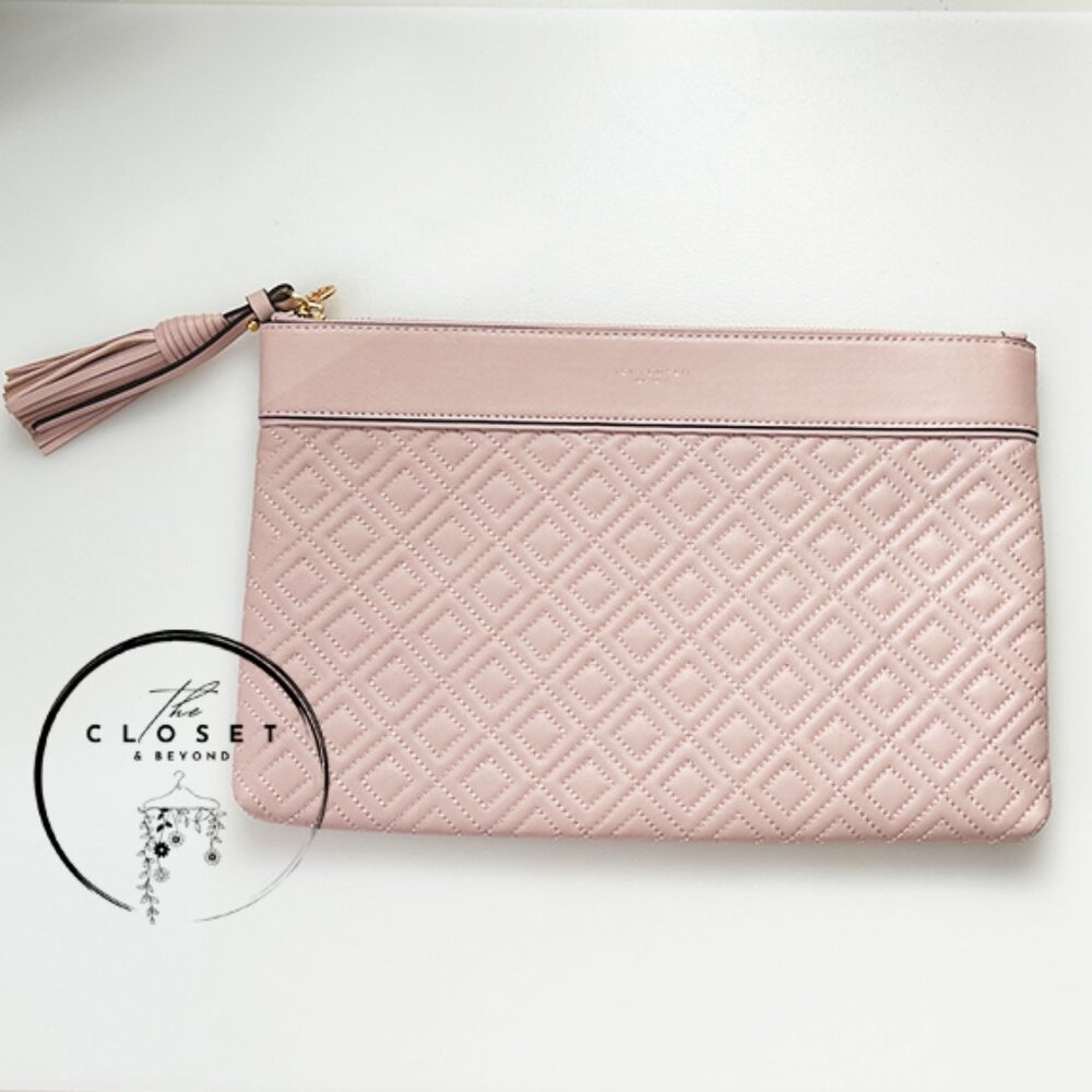 Troy Burch Dleming Blush Pink Oversized Clutch Pouch Bag - Picture 2 of 5